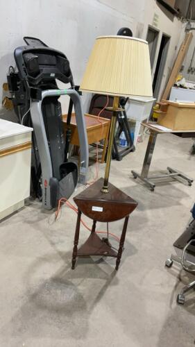 FLOOR LAMP ON A SMALL DROP LEAF SIDE TABLE