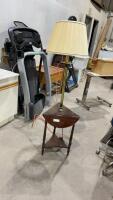 FLOOR LAMP ON A SMALL DROP LEAF SIDE TABLE