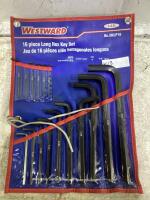WESTARD 16PC LONG HEX KEY SET 1/16" TO 5/8"