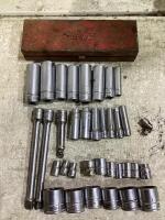 MISC SHAP-ON + MAC SOCKETS + EXTENSIONS w/SNAP-ON METAL BOX