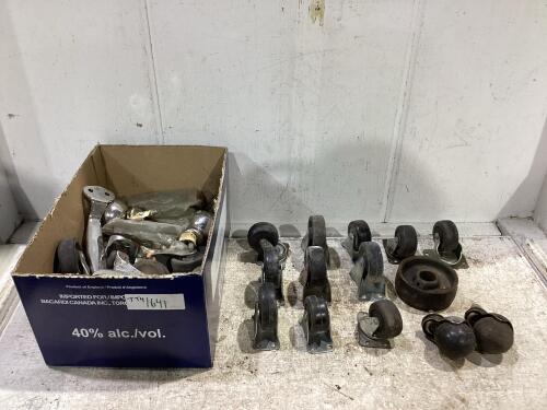 SHOP BOX OF ASORTED SHIVEL CASTOR WHEELS
