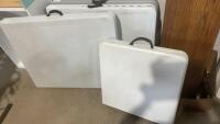 2 FOLDING PLASTIC TABLES - 1 GRACIOUS LIVING 6 FT, 1 - 4X2FT