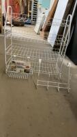 METAL SHOE RACK - 4 LEVELS, METALIC OVER THE DOOR HANGER, METALIC OVER A CABINET DOOR STORAGE BASKET