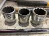 SHOP BUCKET W/ SAW, MILIWAWKEE HACK SAW BLADES, HAMMERS, SOCKETS & MISCELLANEOUS - 5