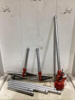 SHOP BOX OF RIDGID TOOLS W/ (2) PIPE REAMERS, PIPE THREADER, (2) DIE-HEADS & PIPES