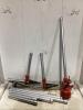 SHOP BOX OF RIDGID TOOLS W/ (2) PIPE REAMERS, PIPE THREADER, (2) DIE-HEADS & PIPES