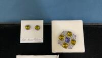 FIFTH AVENUE &ldquo;OLIVINE&rdquo; COLLECTION - BROOCH & EARRING SET W/ SWAROVSKI CRYSTALS