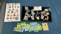 COLLECTION OF PINS & USED STAMPS