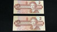 (2) CANADA 1986 $2 BILLS