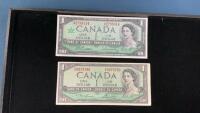 (2) CANADA $1 BILLS - 1954/1967