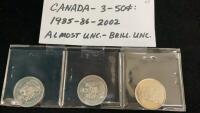 (3) CANADA 50 CENT PIECES - 1985/86/2002