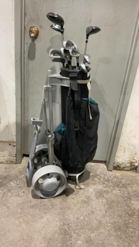 SPALDING GOLF BAG W A BAG CART - 12 CLUBS
