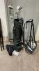 IZUNO GOLF BAG W 7 CLUBS AND PORTABLE CART