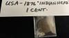 USA 1876 &ldquo;INDIAN HEAD&rdquo; ONE CENT COIN - 2