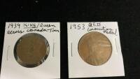 (2) CANADIAN TOKENS - 1939 KING/QUEEN ACROSS CANADA TOUR & 1953 QEII CORONATION MEDAL
