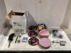 SHOP BOX W/ SANDING DISCS/ROLLS/FLAPS, DEBURING BLADES, HANDS-FREE FOLDABLE MAGNIFIER & MISCELLANEOUS