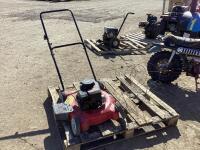 PALLET W/ LAWN MOWER & TOMATO CAGES