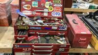 RED BEACH TOOL CHEST W/LIFT TOP + 6 DRAWERS - INCLUDES CONTENTS