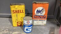 VINTAGE OIL TINS - HUSKY, SHELL, GULF