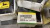 BOX OF JOHN DEERE PARTS, SWATHER KNIVES, ORBIT MOTOR, SPRAYER JETS - 7