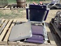 FOLDABLE COLEMAN TABLE & (2) LAFUMA RECLINING LOUNGE CHAIRS