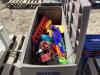 PALLET W/ TOTE OF TOYS & (4) PLASTIC CHAIRS - 4