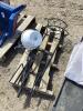 PALLET W/ HANGING POTS, METAL STAND & MISCELLANEOUS