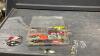 ORGANIZER WITH FISH HOOKS, WEIGHTS, BOBBERS