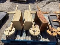 (3) WOODEN WHEELBARROW PLANTERS