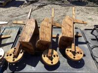 (3) WOODEN WHEELBARROW PLANTERS