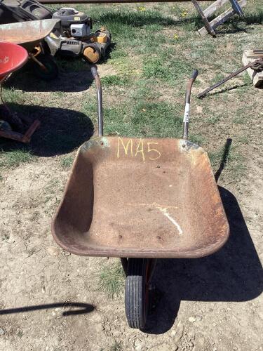 RUSTED WHEEL BARROW W/ RUBBER WHEEL