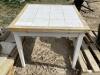 WOODEN TABLE W/ TILED TOP