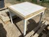 WOODEN TABLE W/ TILED TOP - 4