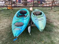 (2) MAXIM-100NXT/ESPRIT-100 PELICAN KAYAKS & (2) PADDLES