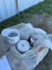 Six pails of new one and three-quarter inch barbed staples / bid per pail - 3