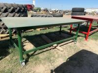 Heavy, steel work table on casters