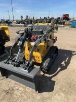 Stand behind gasoline, powered mini skid steer