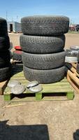 4 NOKIAN HAKKAPELIITTAS W/ RIMS - 245/70R17 - OFF FORD F150, 4 FORD HUBCAPS