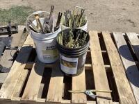 PALLET W/ (3) PAILS OF CROP LIFTERS