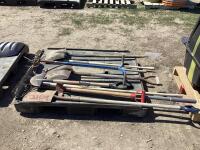 PALLET OF ASSORTED TOOLS W/ SHOVELS, RAKES & MISCELLANEOUS