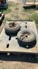 2 SMALL MISMACTHED TIRES - DICO -5.70-8, NANCO -5.70-8