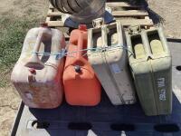 (2) PLASTIC FUEL CANS & (2) MILITARY FUEL CANS