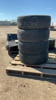 4 TIRES - GOOD YEAR -285/45R 22 W/ BLACK DODGE RIMS