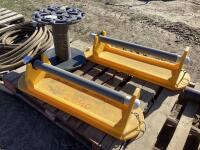 PALLET W/ (2) FILTER FLOATS & PLASTIC EMPTY SPOOL