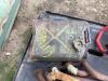 PALLET W/ MILITARY JERRY CAN, MISCELLANEOUS CAR PIPES & POWER WASHER 2-WHEEL DOLLY - 4