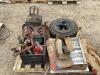PALLET OF MISCELLANEOUS W/ TIRE, SEAT, SPRINGS & BENCH VISE