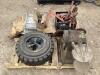 PALLET OF MISCELLANEOUS W/ TIRE, SEAT, SPRINGS & BENCH VISE - 6