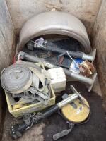 WOODEN CRATE W/ TRAILER JACKS, FENDERS, CORD EXTENSION REEL, TOW STRAPS & RATCHET STRAPS