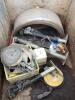 WOODEN CRATE W/ TRAILER JACKS, FENDERS, CORD EXTENSION REEL, TOW STRAPS & RATCHET STRAPS