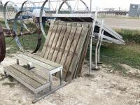(3) SECTIONS METAL DOCK W/ WOODEN DECKINGS & 2-STEP METAL STAIR